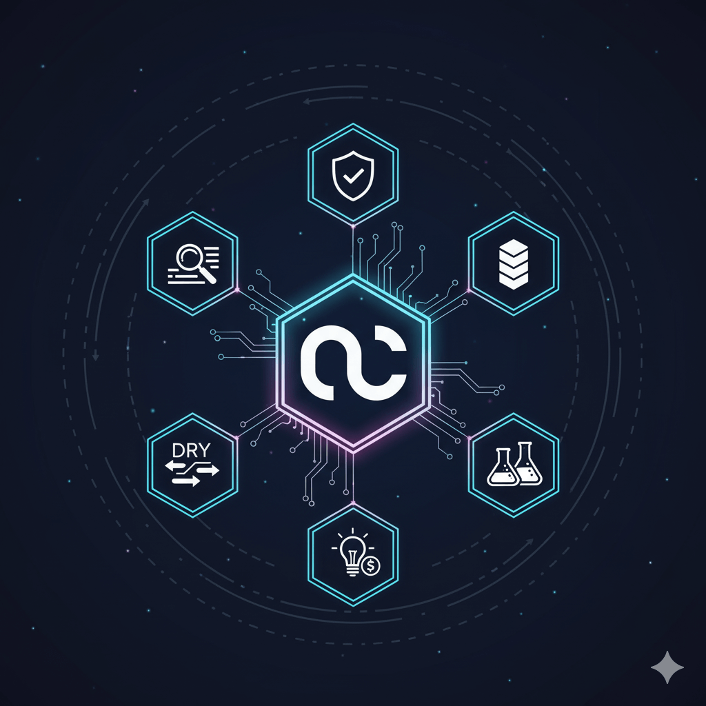 Digital interface showing code with a focus on clean, precise text and structured blocks